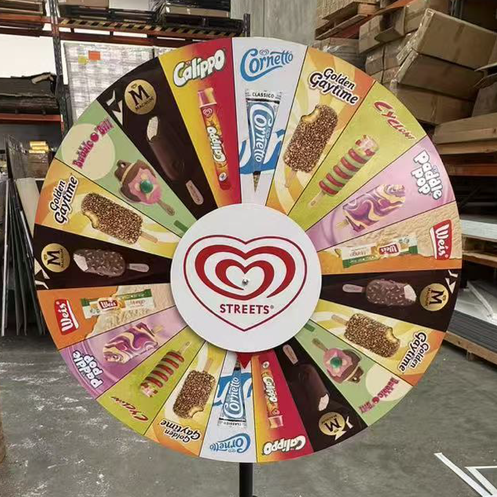 Colorful prize wheel ready to spin.