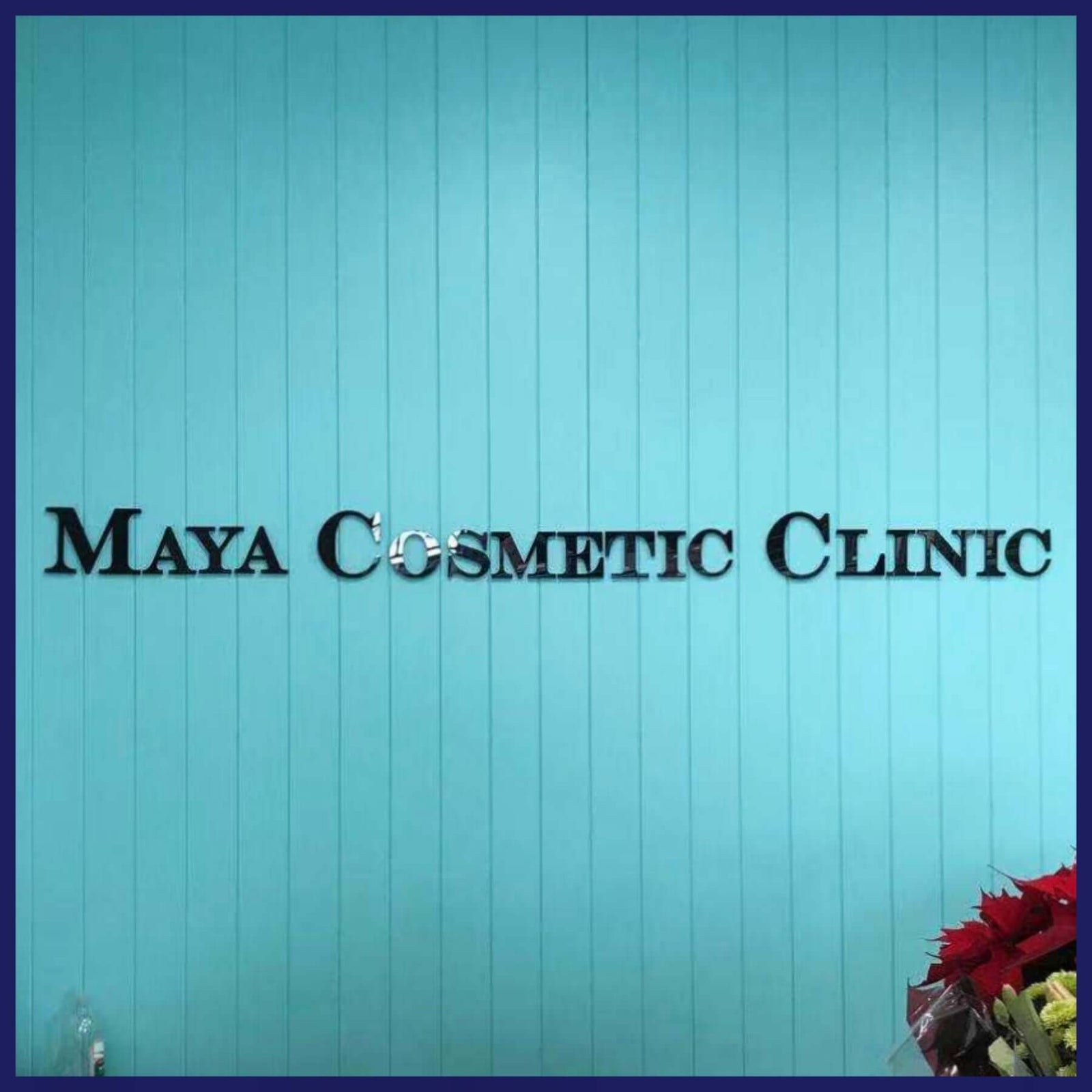 Raised acrylic letters.