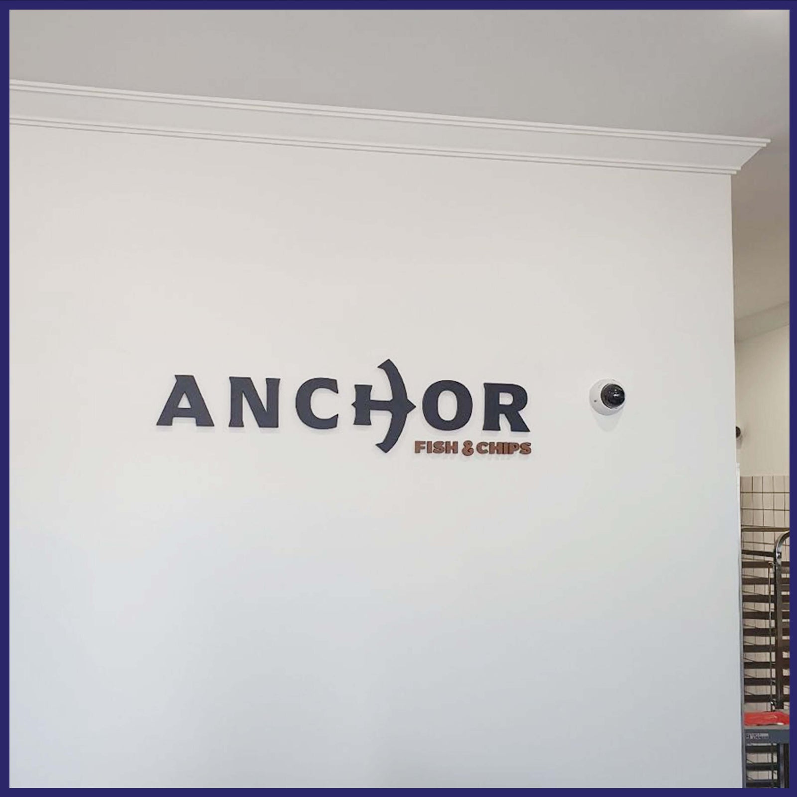 Raised acrylic letters.