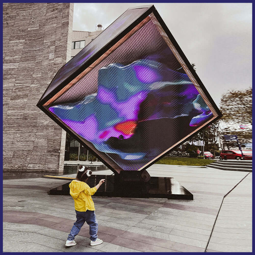 Eye-catching 3D LED screen display.