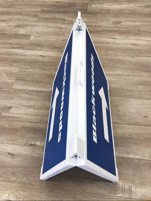 A-frame sign holder, plastic, for advertising.