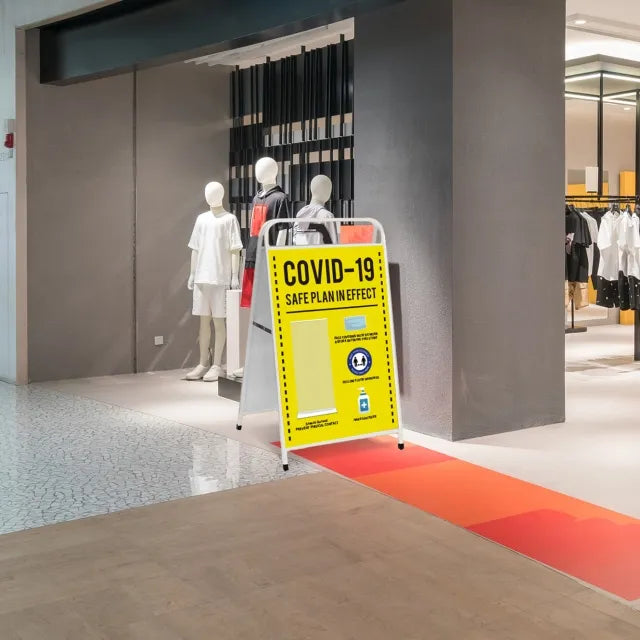 Durable steel A-frame sign holder.