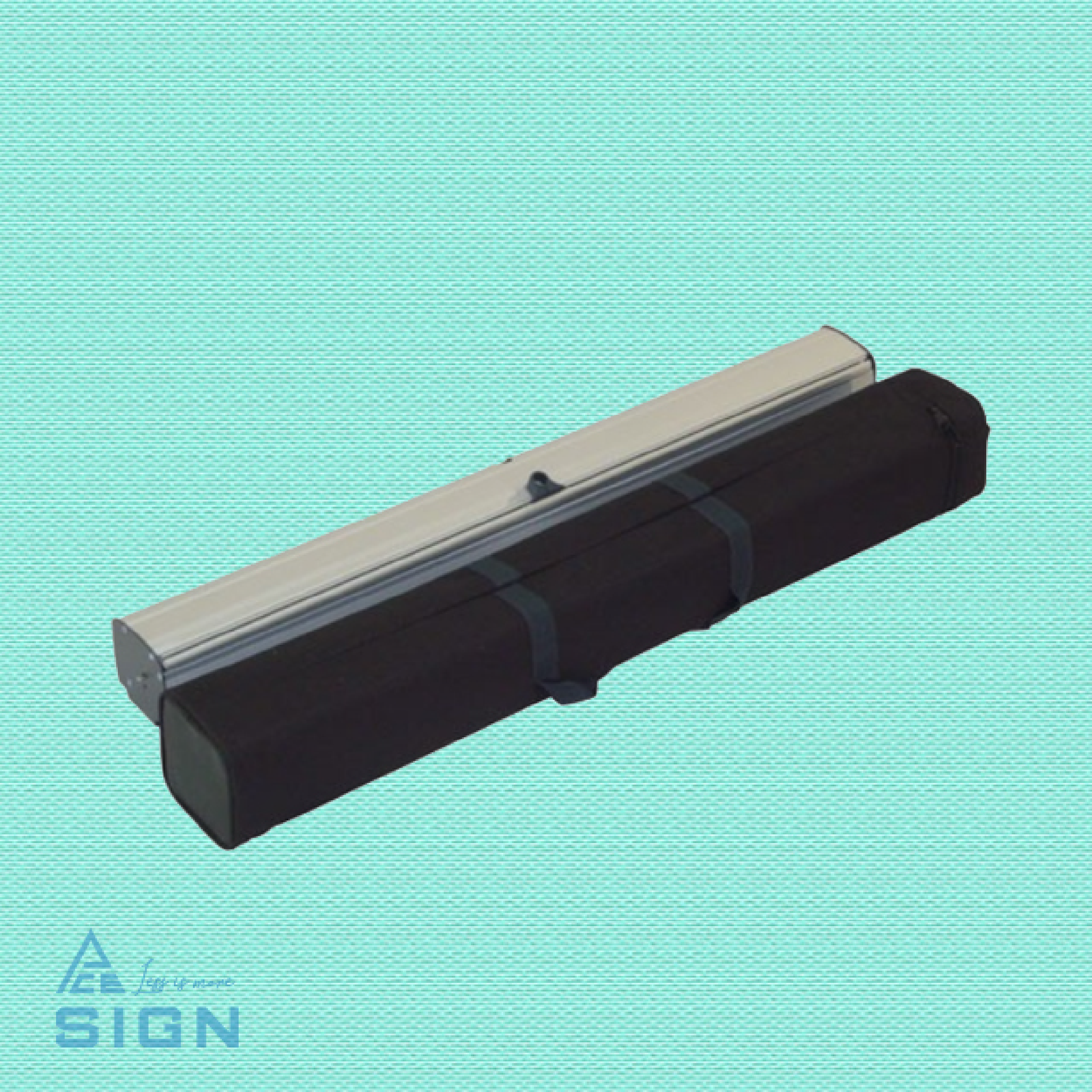 Retractable banner stand displaying vibrant graphics. Portable advertising solution for trade shows, events, and in-store promotions.