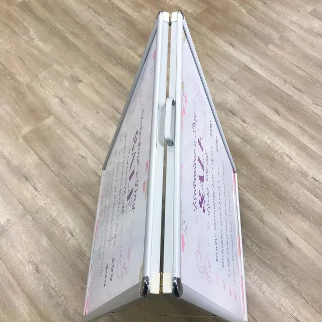 Snap-frame A-frame poster stand.