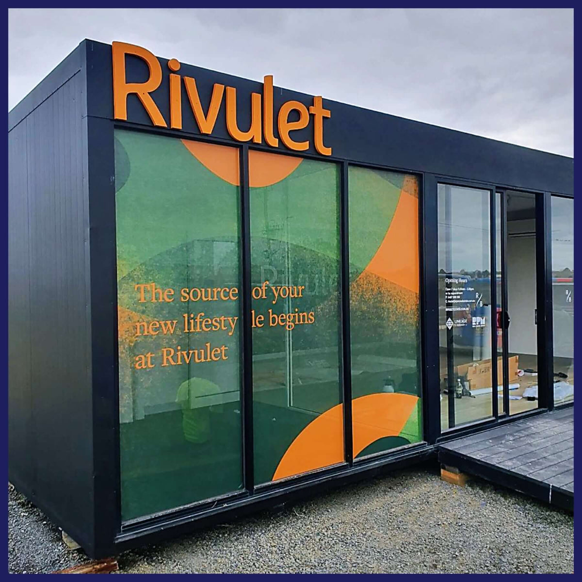 Raised acrylic letters, 3D effect.