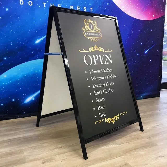 Steel A-frame sign with customizable corflute insert.