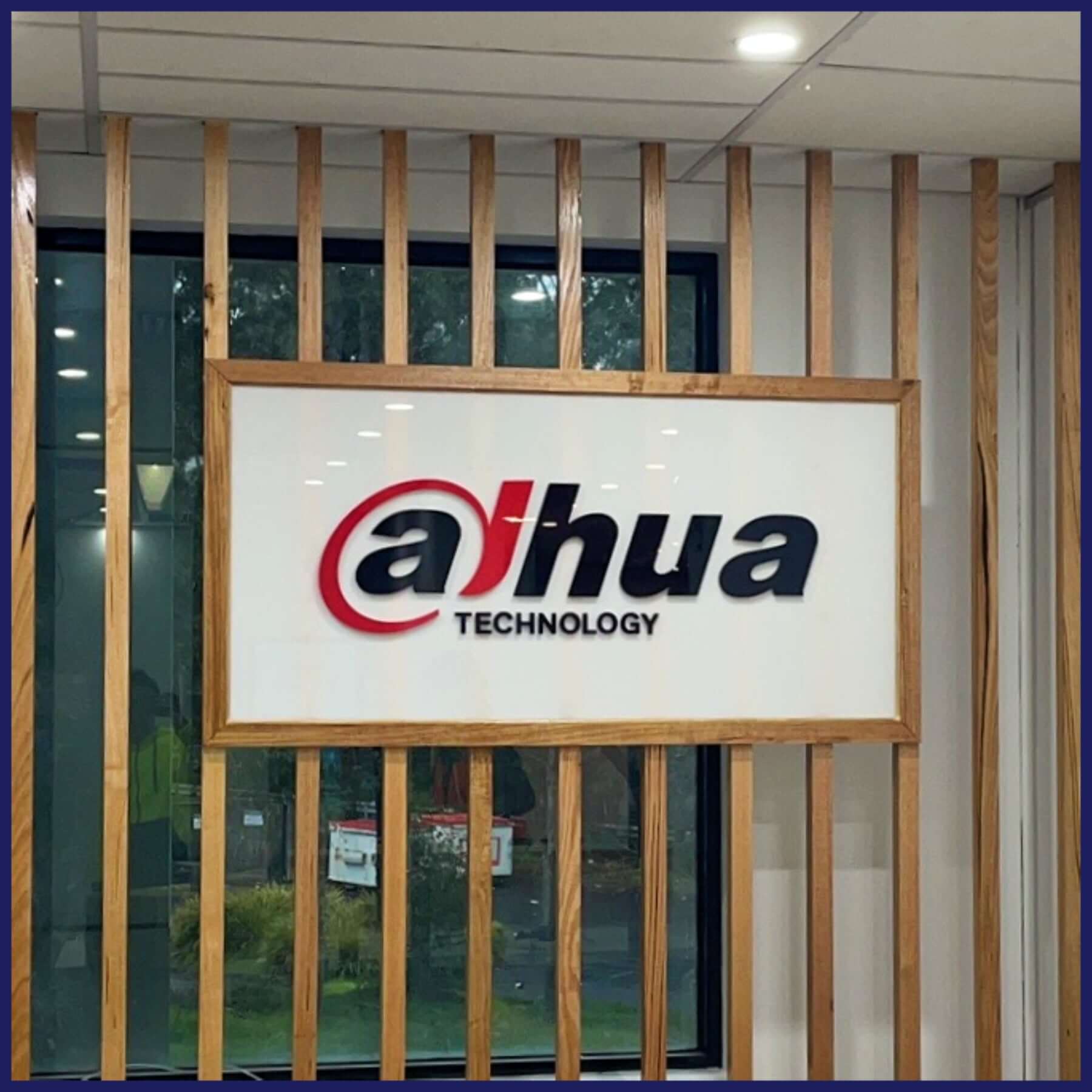 Raised, dimensional acrylic lettering.