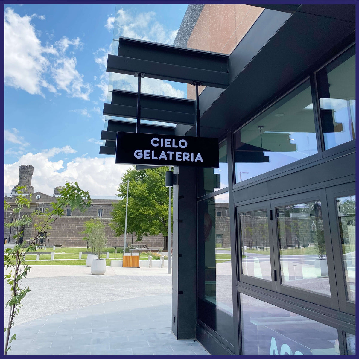 Illuminated display box with personalized graphics.