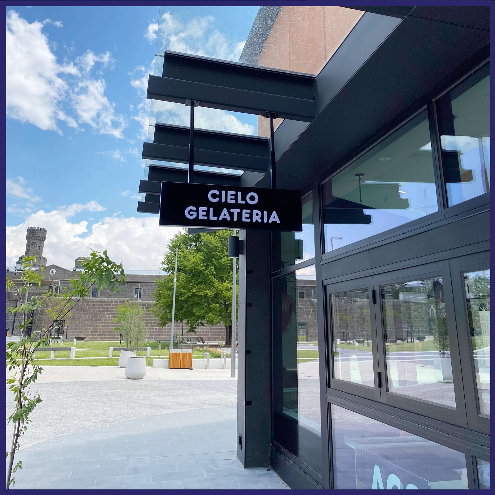 Illuminated display box with personalized graphics.