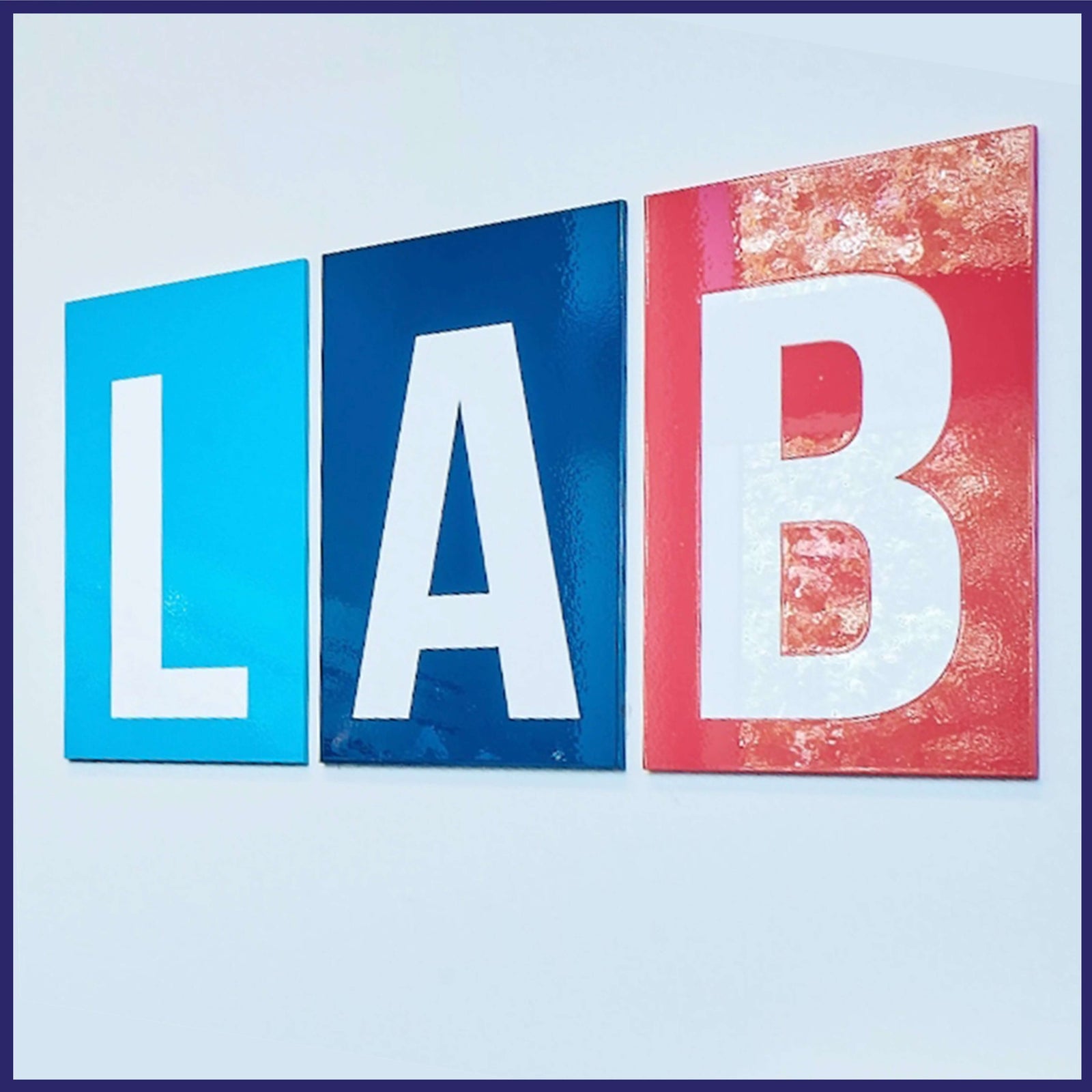 Dimensional acrylic letters.