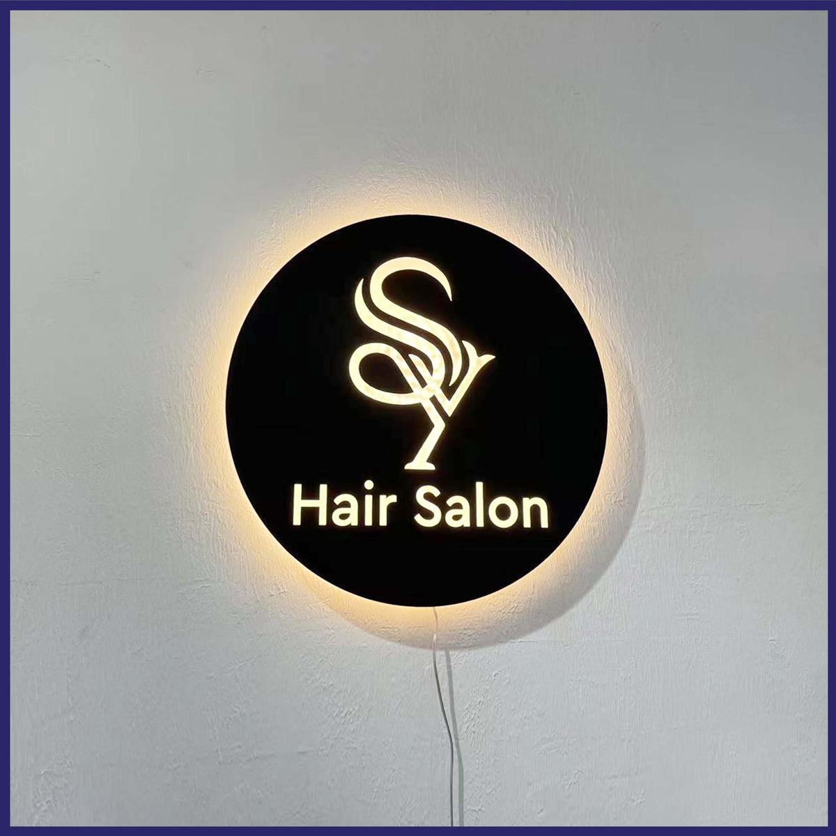 Illuminated display box with personalized design.