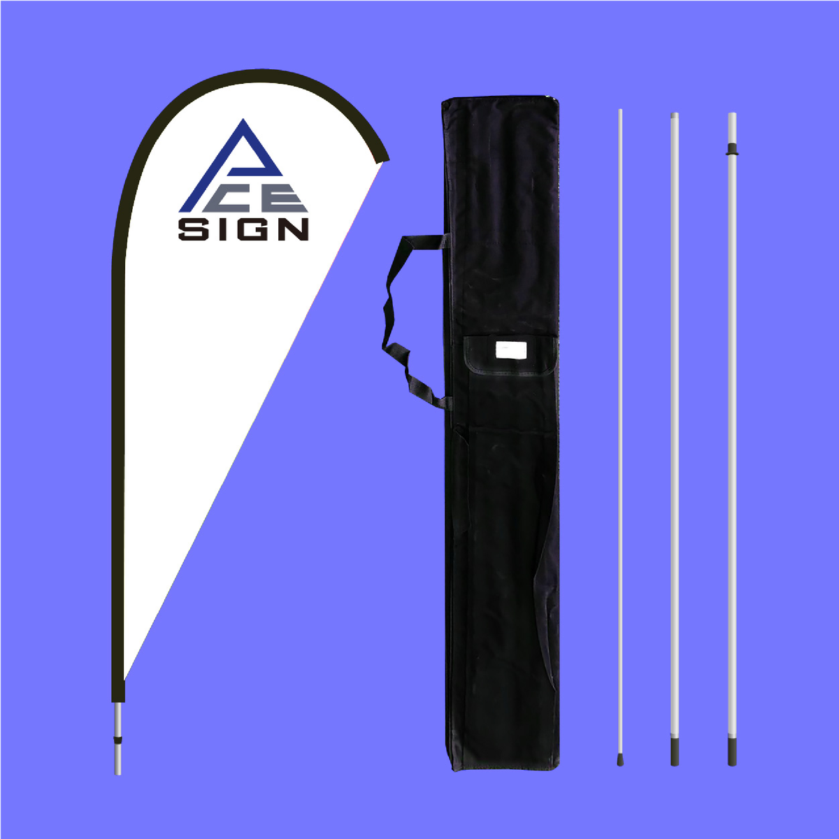 Teardrop flag for advertising or events, gently waving.