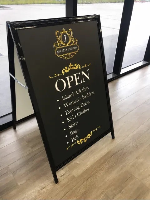 A-frame sign with a corrugated plastic insert.